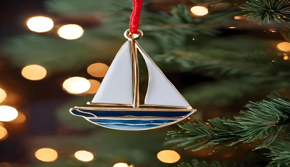 Yacht ornament on a Christmas tree